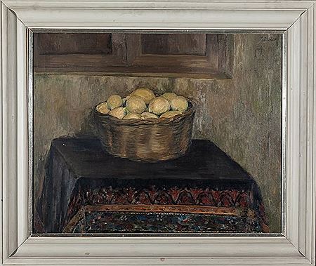 "Still life with a basket of lemons"