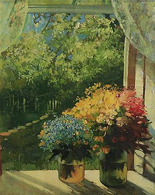 Still Life on a Window Sill with Hydrangeas. by Ensuo Wang - Auction record, sale price, and art valuation. Compare with similar artists and explore comparable artworks.