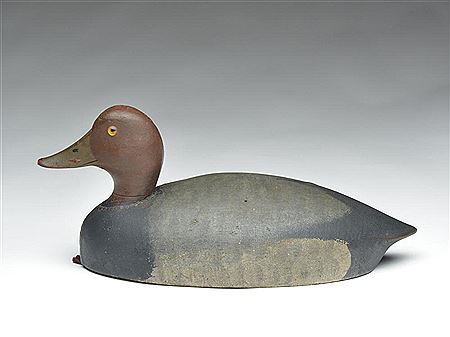 Rare canvas covered hollow carved redhead