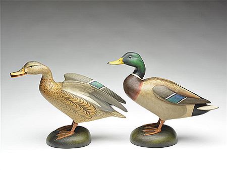 Pair of full size standing mallards