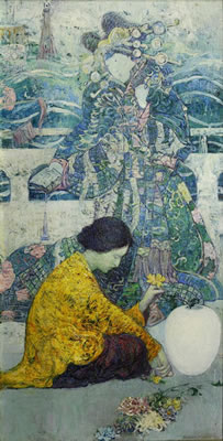 "Japanese Panel," 1921 by Spencer Baird Nichols - Auction record, sale price, and art valuation. Compare with similar artists and explore comparable artworks.