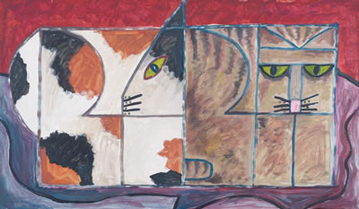 Two Cats (Cubist), 1986