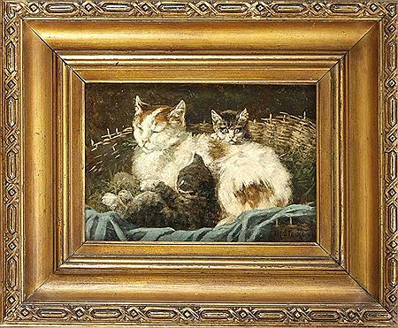 "Katzenmutter mit ihren Jungen"