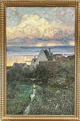 Große, abendliche Küstenpartie mit dramatischem Himmel