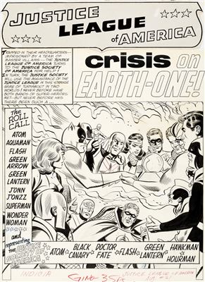Mike Sekowsky and Bernard Sachs Justice League of America #21 Splash Page 1 Justice Society of America Original Art (DC, 1963)