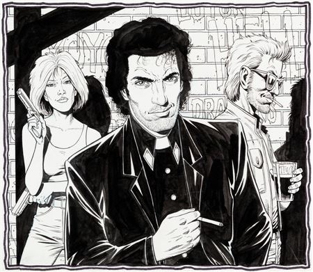 Steve Dillon Preacher Poster Illustration Original Art (DC/Vertigo, c. 1996)