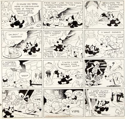 Otto Messmer Felix the Cat Sunday Comic Strip Original Art dated 4-14-35 (King Features Syndicate, 1935)
