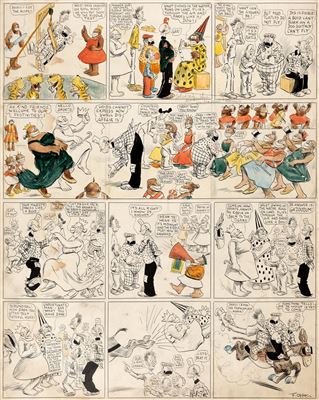 Frederick Opper Happy Hooligan Sunday Comic Strip Original Art dated 5-17-08 (American-Journal Examiner, 1908) by Frederick Opper - Auction record, sale price, and art valuation. Compare with similar artists and explore comparable artworks.