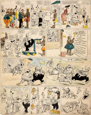 Frederick Opper Happy Hooligan Sunday Comic Strip Original Art dated 6-7-08 (American-Journal Examiner, 1908)