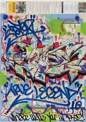 NYC Transit Aithpority Subway Maps with Graffiti and Tag (six works)
