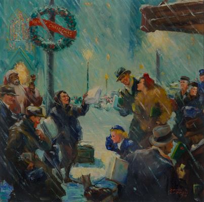Christmas Shopping by John Coppin - Auction record, sale price, and art valuation. Compare with similar artists and explore comparable artworks.