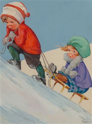 The Sled Ride, The Farmer's Wife magazine cover, February 1932