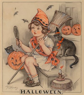 Sample artwork by Florence Pearl Nosworthy (1872 - 1936), known for illustrator, genre, figure - View similar artists and auction records