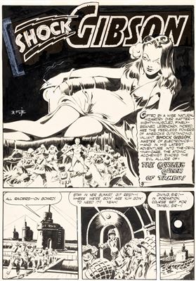 Bob Fujitani Speed Comics #38 Complete 8-Page Shock Gibson Story Original Art (Harvey Comics, 1945)