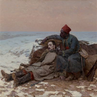 Battlefield Compassion (Zouave Infantryman Comforting a Wounded Officer)