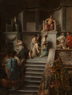 Caligula se livrant a l’adoration du peuple (Caligula indulging in the worship of the people)
