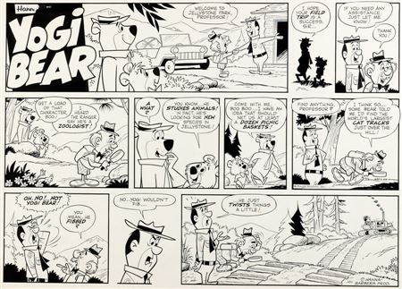 Harvey Eisenberg Yogi Bear Original de la planche du dimanche 12 août 1962 (McNaught Syndicate, 1962)