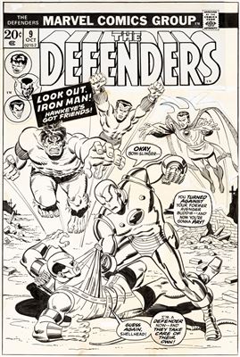 The Defenders #9 Cover Original Art (Marvel, 1973)