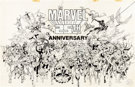 Marvel 25th Anniversary Poster Illustration Original Art (Marvel, 1986)