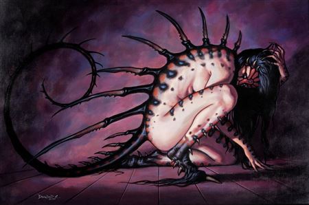Woman/Monarch Painting Original Art (2000)