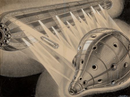 Galactic Patrol, Astounding Stories interior illustration, September 1937 by Hans Waldemar Wesso - Auction record, sale price, and art valuation. Compare with similar artists and explore comparable artworks.