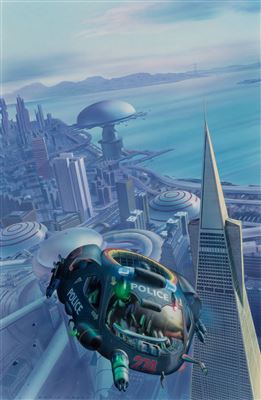Altered Carbon Acrylic on board 22 x 14.5 in. Signed lower left From the Glynn and Suzanne Crain Collection This illustration is an artist's recreation of a digital painting published as the paper
