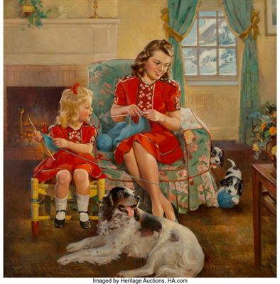 The Knitting Lesson, circa 1949