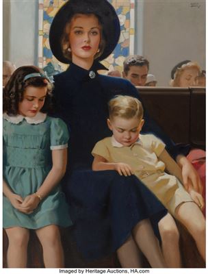 Mother and Children in Church