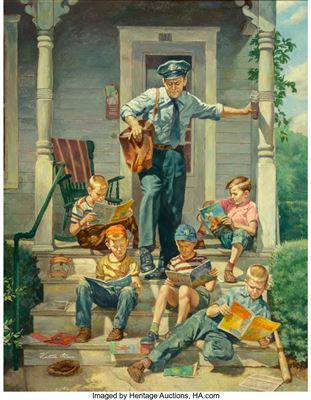 Sample artwork by Victor Olson (1924 - 2007), known for illustrations-magazine - View similar artists and auction records