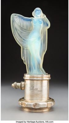 Tanagra Opalescent Glass Automobile Mascot, circa 1930
