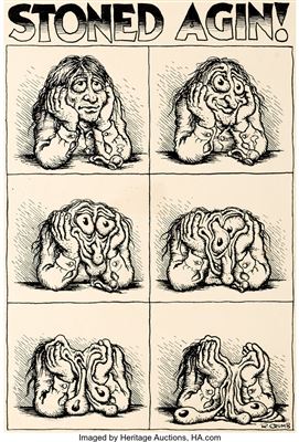 "Stoned Agin!" Inside Back Cover Original Art (Apex Novelties, 1971) by Robert Crumb - Auction record, sale price, and art valuation. Compare with similar artists and explore comparable artworks.