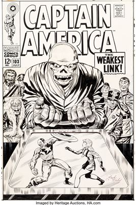 Captain America #103 Cover Red Skull Original Art (Marvel, 1968)