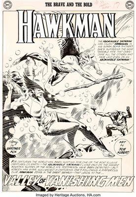 Brave and the Bold #35 Splash Page 1 Hawkman and Hawkgirl Original Art (DC, 1961)