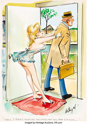 Adult Single Panel Gag Cartoon Illustration Original Art (undated)