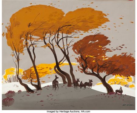 The Art of Art Riley" Bambi-Inspired Painting (Walt Disney, c. 1940s/50s).