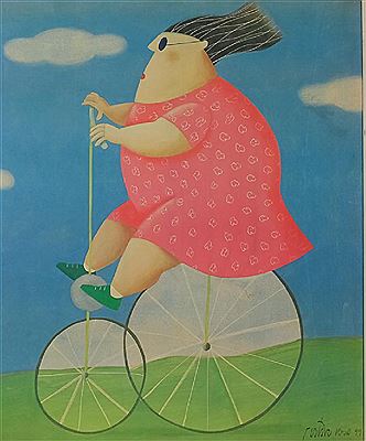 Woman on a bicycle by Gustavo Rosa - Auction record, sale price, and art valuation. Compare with similar artists and explore comparable artworks.