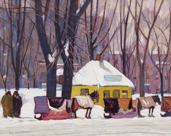 Cabstand, Montreal by Peter Clapham (PC) Sheppard - Auction record, sale price, and art valuation. Compare with similar artists and explore comparable artworks.