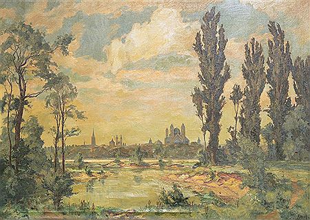 View over the Rhine on Speyer and the cathedral