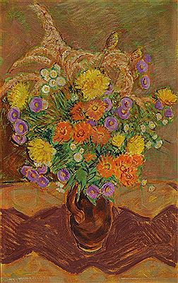 Stillleben mit Sommerblumen im Krug