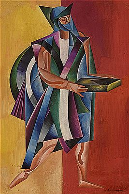 Endeavor study for one of the characters show the "mask" of Bronislava Nijinska (1891-1972), played at the Theater of Kiev.