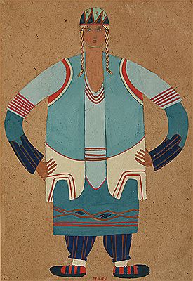 Suit project for one of the characters from the ballet "Ene-Goul, daughter of the Bey" Alexander Kondriavtev played in 1930.