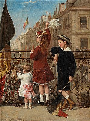 FROM A BALCONY waving CHILD
