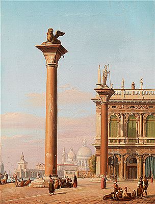 VIEW OF THE TWO COLUMNS AT THE ENTRANCE OF PIAZZA SAN MARCO, VENICE