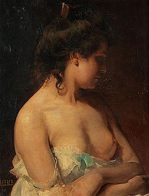 HALBPORTRAIT EINER JUNGEN FRAU IM NEGLIGÉ