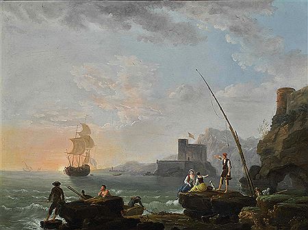 COASTAL SCENERY WITH FISHERMEN AND SAILING BOATS by Jean François Hue - Auction record, sale price, and art valuation. Compare with similar artists and explore comparable artworks.