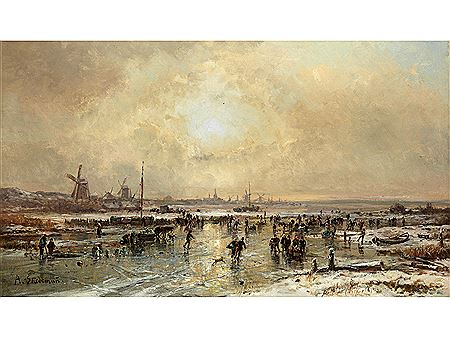 REGES TREIBEN AUF ZUGEFRORENEM HOLLÄNDISCHEN POLDERSEE by Adolf Stademann - Auction record, sale price, and art valuation. Compare with similar artists and explore comparable artworks.
