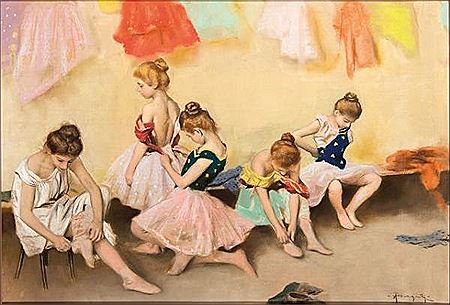 Dancers in the dressing room
