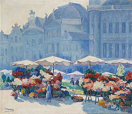 Marché aux fleurs à la Grand Place de Bruxelles. by Georges Daumerie - Auction record, sale price, and art valuation. Compare with similar artists and explore comparable artworks.