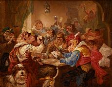Assemblée de singes dans une taverne
