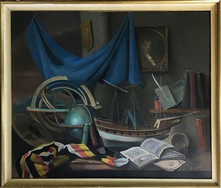 “Interno con veliero e astrolabio”